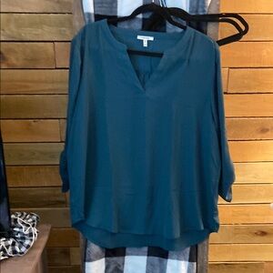 Teal V-Neck Women's Top